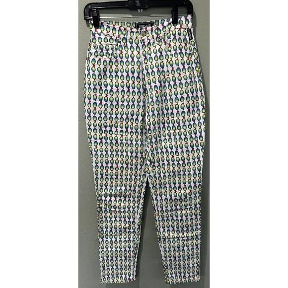 Vtg 90’s Versace Pants Colorful Olive Novelty Disco Atomic Art To Wear S…​ - Picture 3 of 16